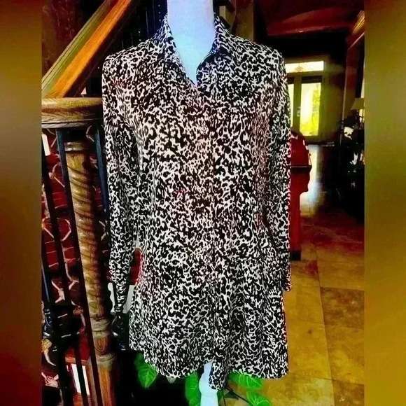 Zara Women’s drop waist leopard print blouse XS (oversized) NWOT. Long sleeves - Picture 2 of 9